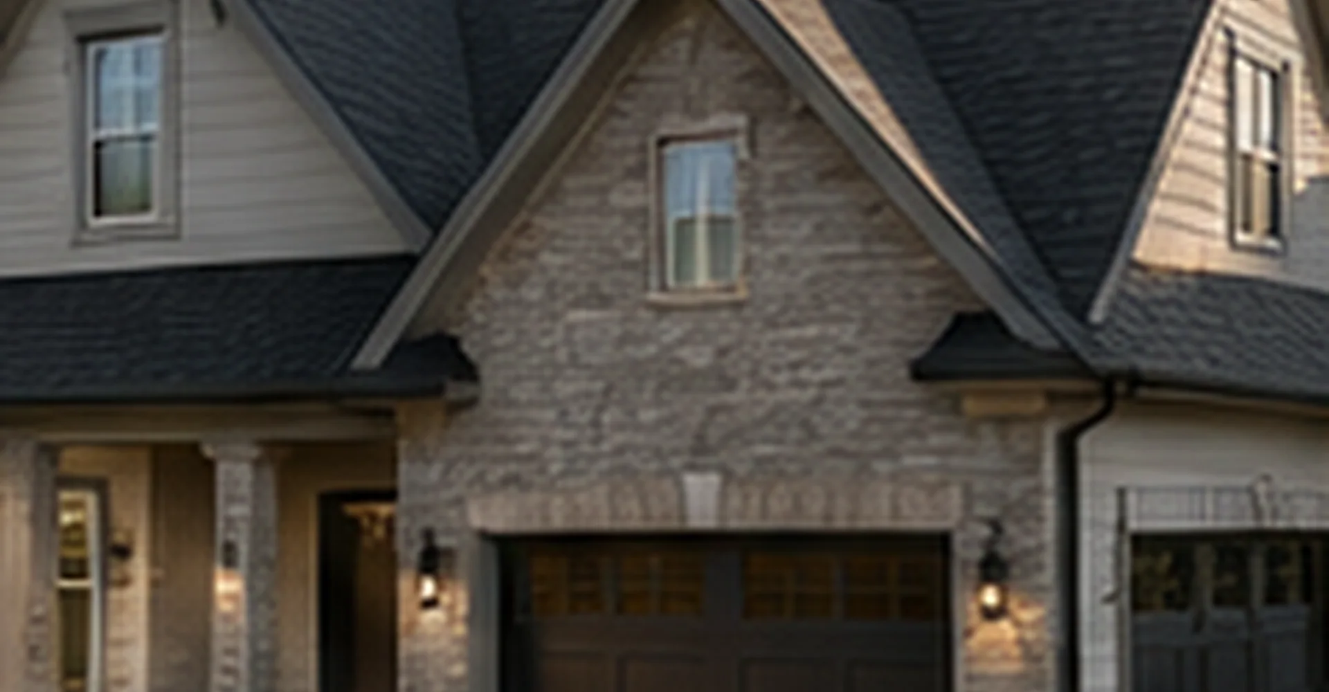 Two story Michigan home with stone and lap siding and an attached garage