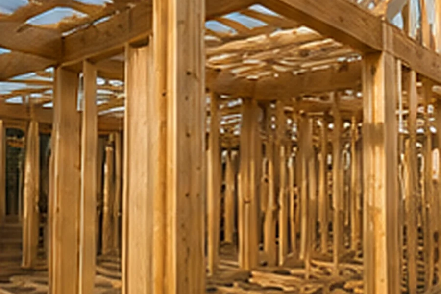 New residential structure at the framing stage of construction