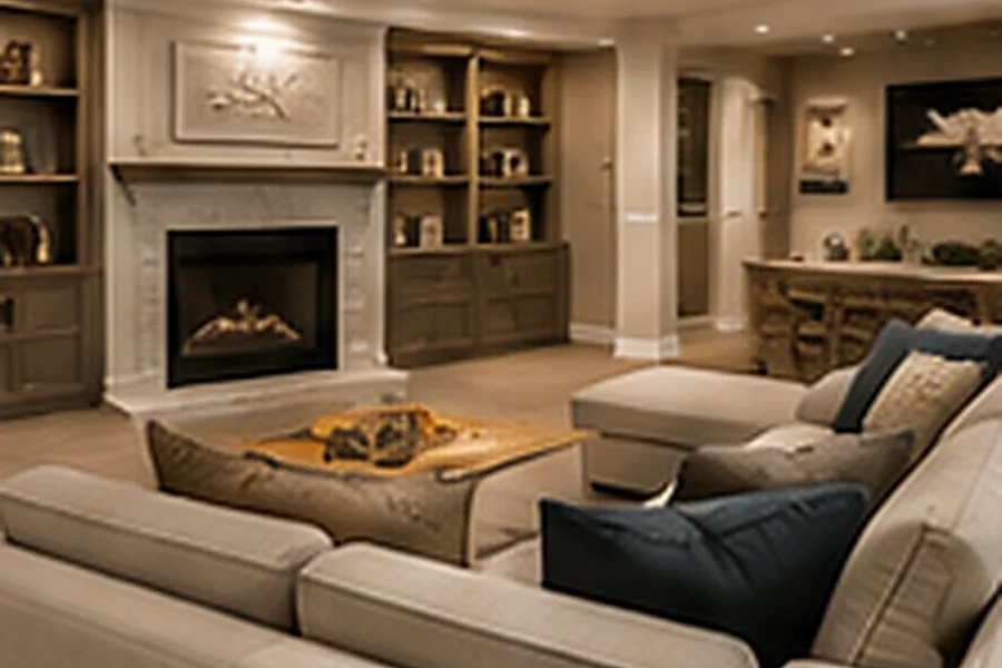 Renovated main living space with new flooring, trim and lighting after a whole home renovation