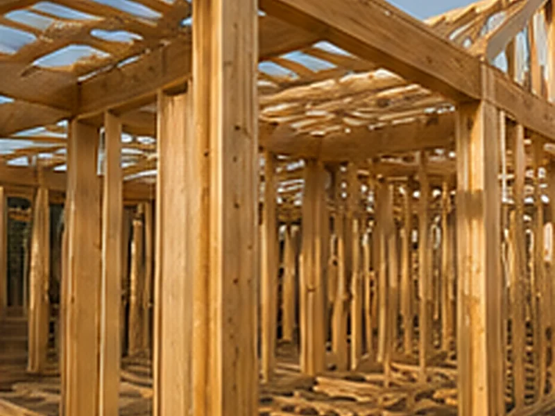 New residential structure during the framing stage of construction